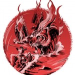 Seacat tiger ocean sea serpent boat harpoon red