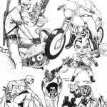 character-development robot motorcycle cyborg cartoon comic book